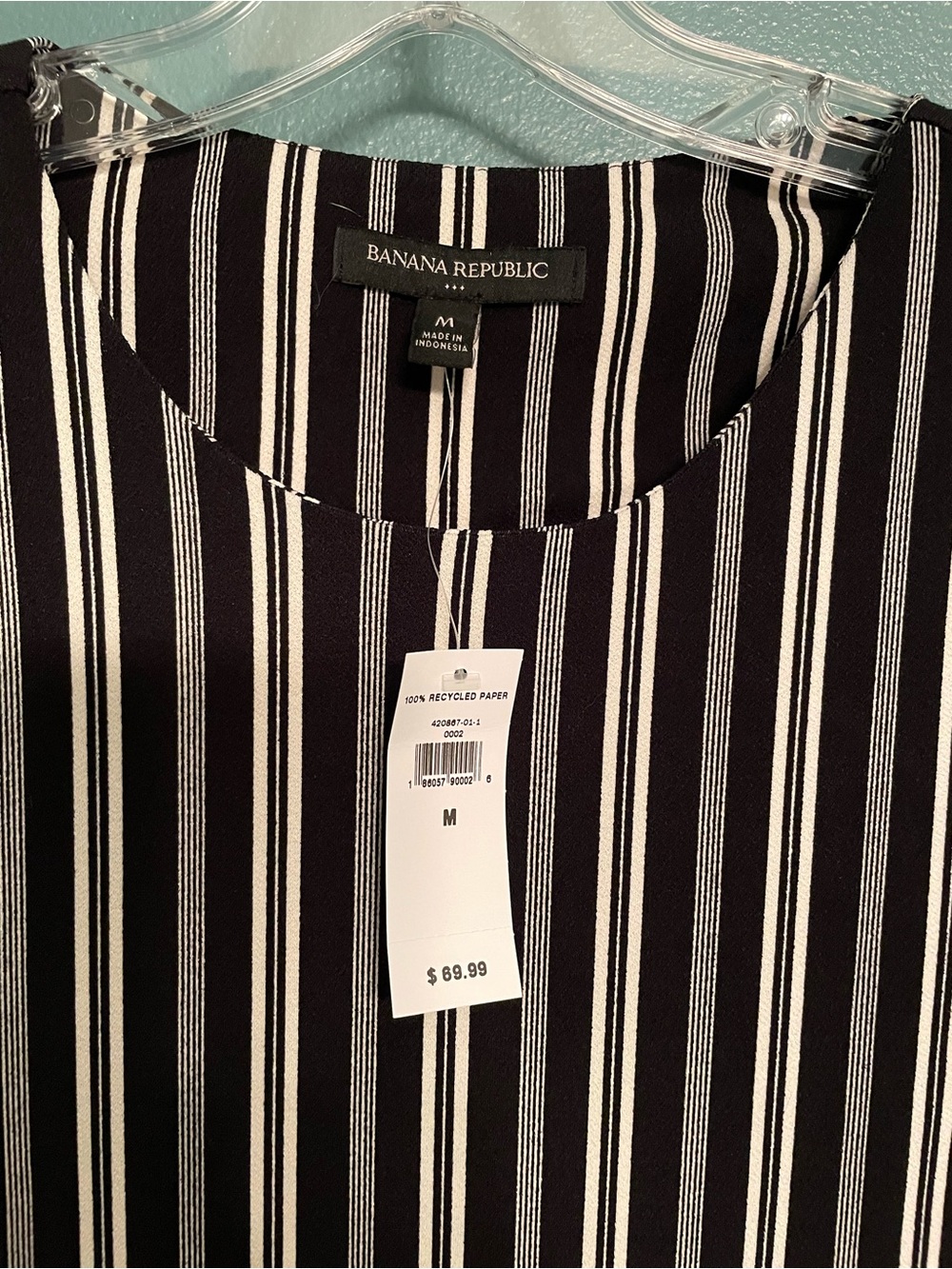 Banana Republic Black and White Striped Midi Dress-Asymmetrical hum - Picture 2 of 4